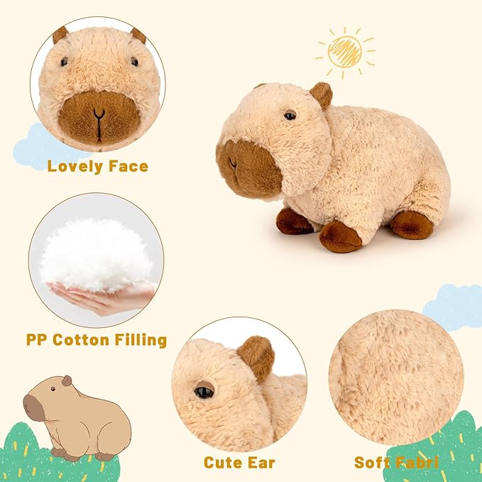 Large Plush Capybara Stuffed Animal Cute Plushie Soft Capybara Plushie Pillows Birthday Gift for Kids(17.7Inch)