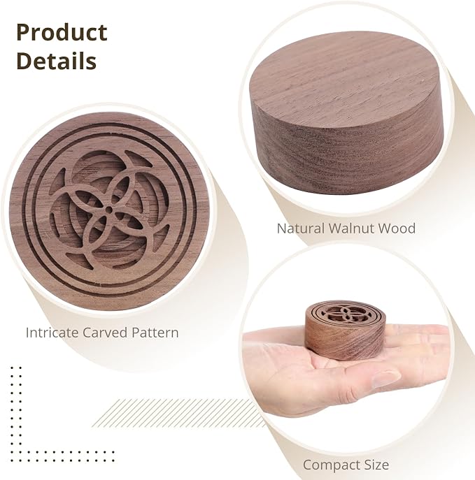 2 PCS Wooden Essential Oil Diffuser, Walnut Wood Diffuser, Aromatherapy Diffuser, Small Round Diffuser for Home, Offices, Cars, Yoga Rooms, Sauna Rooms, SPA Centers