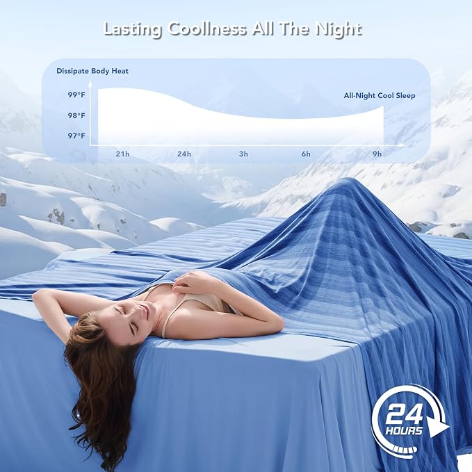 Cooling Blanket 60"x90" Summer Cooling Blanket for Hot Sleepers | Arc-Chill Q-Max >0.45 Cool Fiber, Keeps Cool for Night Sweats, Soft Lightweight Sofa Blankets for Kid Adults