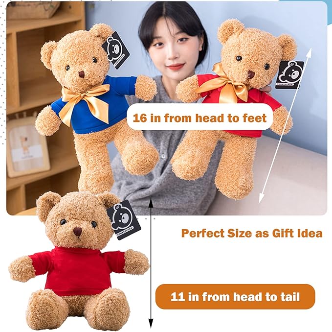 Personalized Teddy Bear with Text+Photo, Valentines Bear Stuffed Animal Plush Toys as Personalized Gifts for Women Men on Valentines' Day Birthday Anniversary Christmas Day（16 inch-Text+Photo