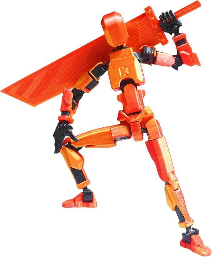 Dummy13 Action Figure Set | Pre-Assembled 3D Printed Titan and Robo Figures | Highly Articulated Robot Toys with Interchangeable Accessories | Perfect for Collectors and Hobbyists (red Gold)