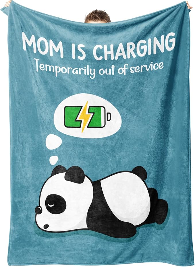 Craftique Mom Birthday Gifts, Funny Gifts for Mom- Mom's Charging Blanket | Mom Gifts for Women from Daughter Son Husband, Super Soft Blanket Throw for Napping Travel, 80”×60”