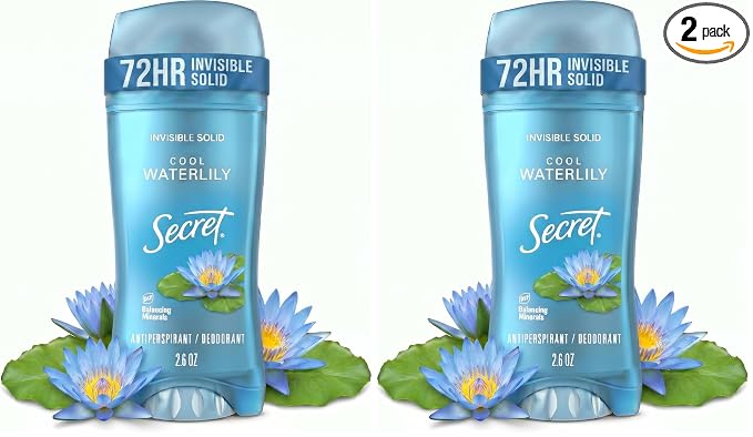 Secret Invisible Solid Antiperspirant and Deodorant, Waterlily Scent, 2.6 oz (Pack of 2)