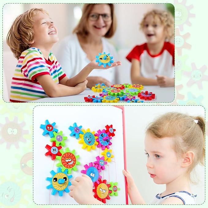 36 Pcs Magnetic Gears Interchangeable Learn Magnetic Spinning Gears for Magnetism Refrigerator or Whiteboard (Emoticon)