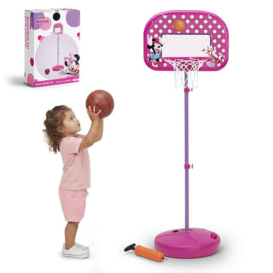 Delta Children - Disney Minnie Mouse Kids Basketball Hoop Set, Height Adjustable Toddler Basketball Goal with Stand, Indoor Outdoor Sports Toy, Includes Ball and Pump, Pink