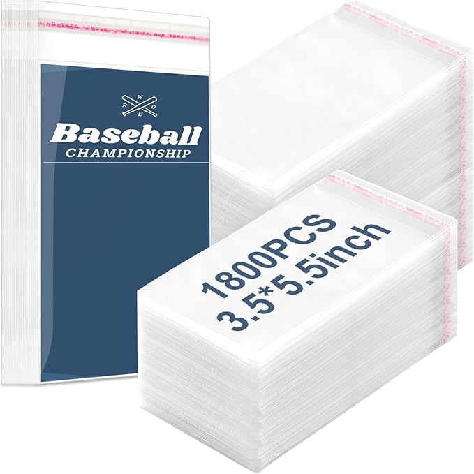 Lewtemi 1800 Pcs Graded Card Sleeves Resealable Team Bags for Trading Cards Baseball Sports Slabs Holders Plastic Collectible Slabs Protection,3.5" x 5.5"