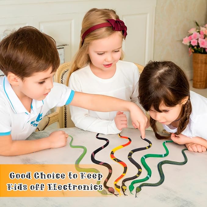 12 Pcs Realistic Rubber Snakes Colorful, Mini Plastic Snakes, Prank Snake Toys for Party, Tricking People, Kids Playing, Garden Props Decorations, 11in