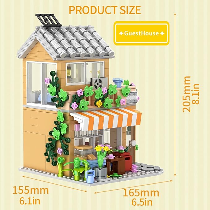FANTASY&Co. Guesthouse Building Blocks Set - 730PCS, Creative Playset for Kids6+, STEM Educational Toy, Compatible with Lego