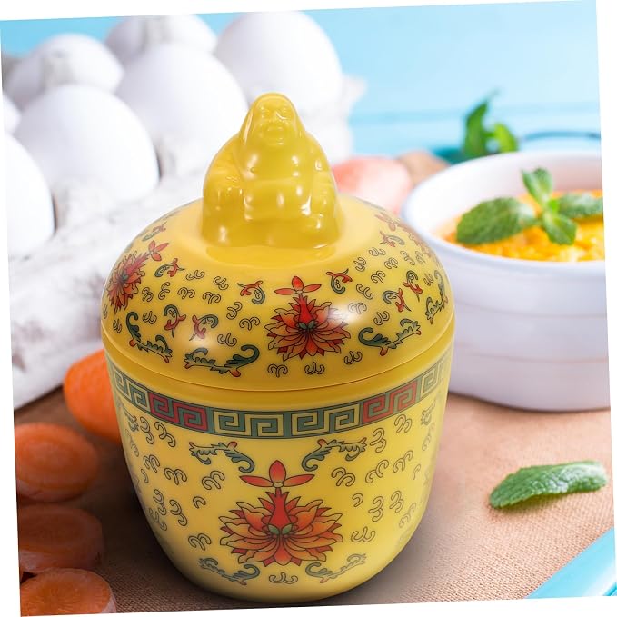 PRETYZOOM 1set Ceramic Soup Bowl with Lid Beautifully Decorated Stewing Pot for Soup Yogurt Desserts and More Convenient Design to Keep Hot and Protected for Home and Restaurant Use