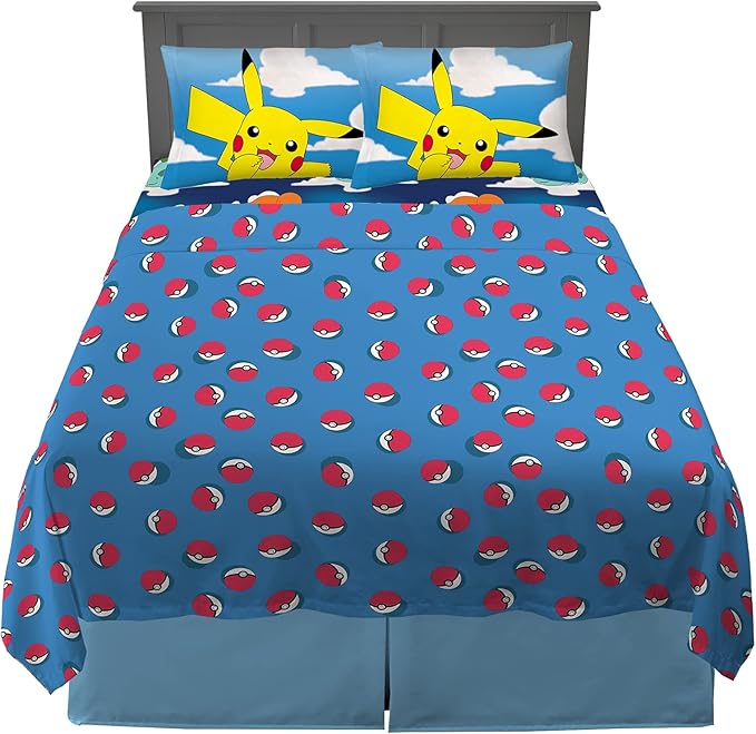 Pokémon Kids Bedding Super Soft Microfiber Sheet Set, Full, (Officially Licensed Product) by Franco