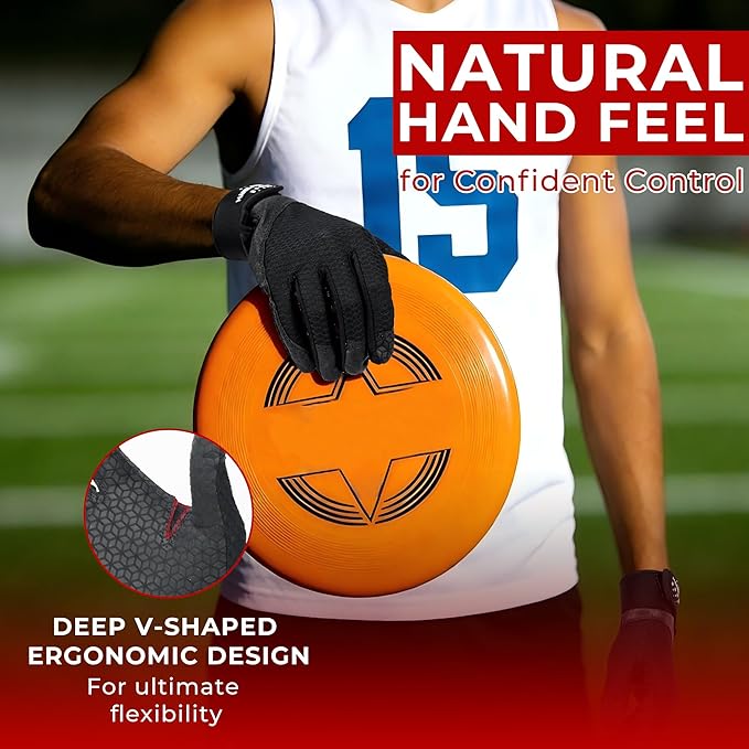 HANDLANDY Ultimate Frisbee Gloves – Flying Disc Gloves for Adults and Youth with Consistent Grip, Lightweight Breathable Fit, Perfect for Throws, Catches, and Disc Sports