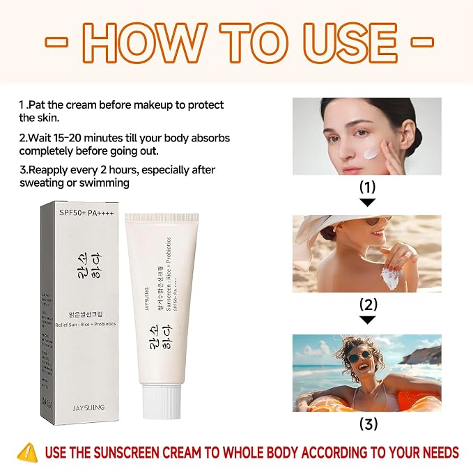 Relief Sun Organic Sunscreen SPF50 Rice Probiotics PA++++ Korean Sunscreen | Relief Sun Sunscreen SPF50+ for All Skin Types&UV Defense, Nourishing Skin Protection, Moisturizing Skin Care 1.7 fl oz/50 ml