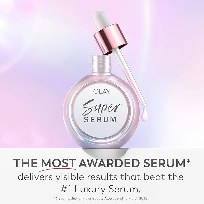Olay Super Serum - Glow Serum for Face - Activated Niacinamide, Vitamin C & E, Collagen Peptide, AHA - 5-in-1 Benefits - Brightens, Hydrates, Smooths, Firms, Evens Tone, Proactive Anti-Aging, 1.7 Oz