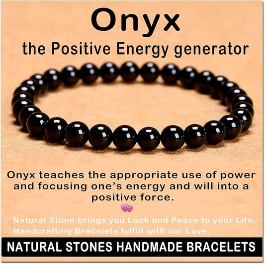 AD Beads Handmade Gemstone Stretch Elastic Bracelet Crystal Healing Reiki Nature's Beauty and Spiritual Essence Unisex