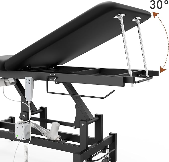 Electric Spine Massage Table, 2 Motors Hydraulic Electric Lift Adjustable Waist and Height Lifting Functions for Treatment/Physical Therapy/Spinal Massage/Facial Spa/Waxing/Tattooing - Black