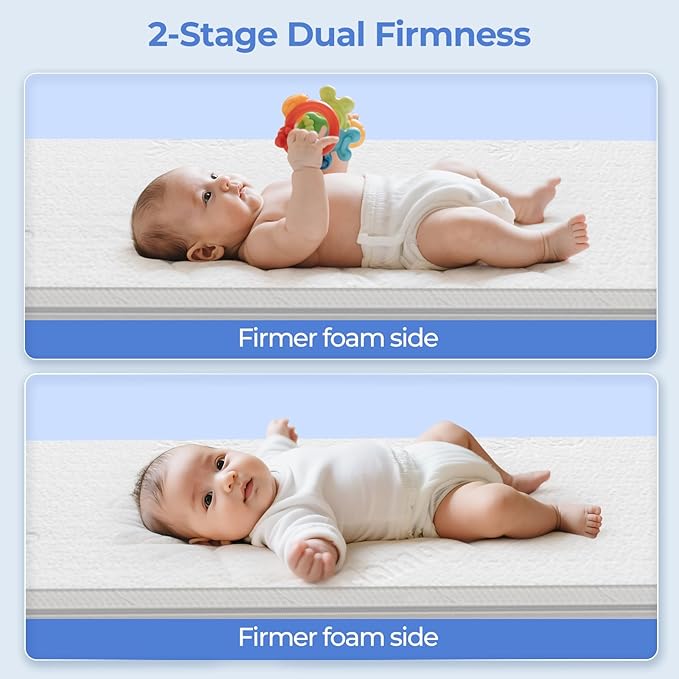 Bassinet Mattress for 33x19: 1.5" Thick Dual Sided Gel Memory Foam Bassinet Mattress for Angelbliss 3 In1/Babybond/Cowiewie/Jimglobassinet/Harppa - Exact Fit Bedside Bassinet