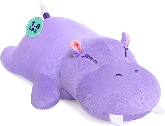 Onsoyours Original Hippo Weighted Stuffed Animals - 13.8" 1.8lbs Kawaii Comfort Hippopotamus Plush, Soft Hugging Plushies Toys Gifts for Kids & Adults