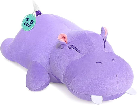 Onsoyours Original Hippo Weighted Stuffed Animals - 13.8" 1.8lbs Kawaii Comfort Hippopotamus Plush, Soft Hugging Plushies Toys Gifts for Kids & Adults