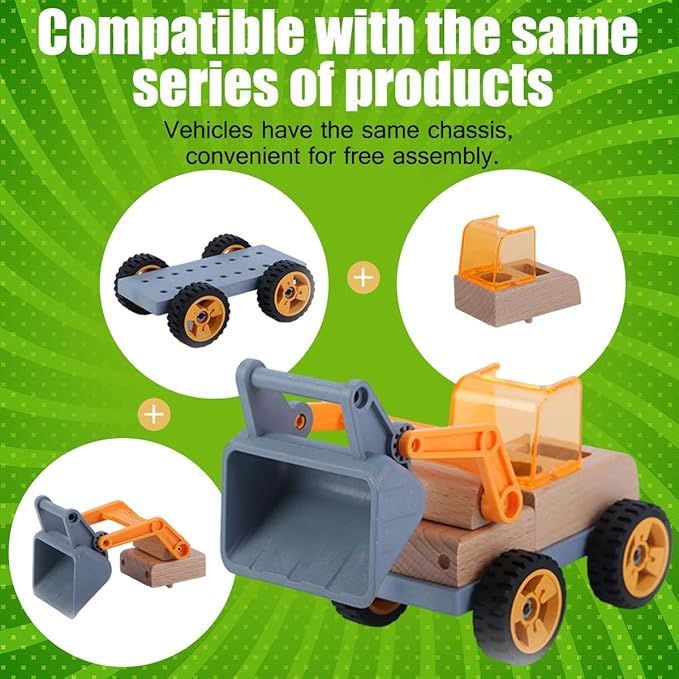 Wooden Construction Truck Mini Simulation Engineering Vehicles for Boys and Girls Toy Car (Shovel) for Age 3 +