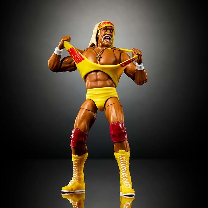 Mattel WWE Ultimate Edition Action Figure & Accessories Set, Hulk Hogan 6-inch Collectible with Swappable Heads & Hands, 30 Articulation Points
