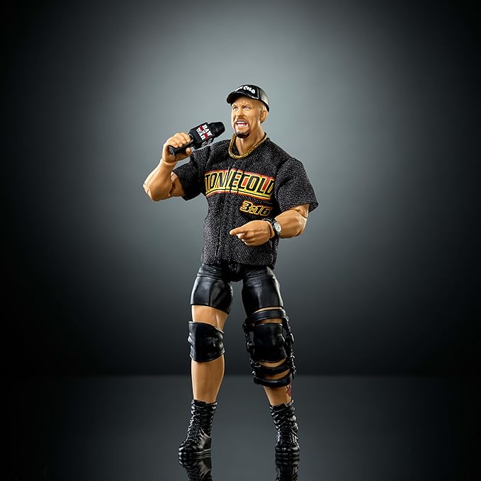 Mattel WWE Elite Action Figure & Accessories, Series #122 Set, 6-inch Collectible “Stone Cold” Steve Austin with 25 Articulation Points & Swappable Hands