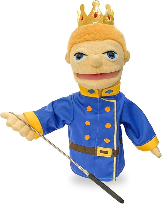 16" Puppets Entriloquist Puppet,Hand Puppets for Kids Plush Prince Puppets for Adults with Removable Mouth Puppet for Kids Ages 4-8，Hand Puppet for Adults with Scalable Puppet Control Rod