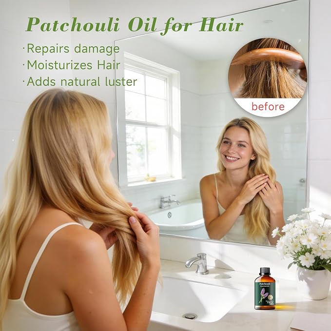 Patchouli Essential Oil, Earthy Scent, Outdoor & DIY, 3.38 Fl Oz | Mumianhua Patchouli Oil, Steam-Distilled. Musky-Earthy Aroma. For Outdoor Spray, Skin, Hair, Perfume & Soap Making