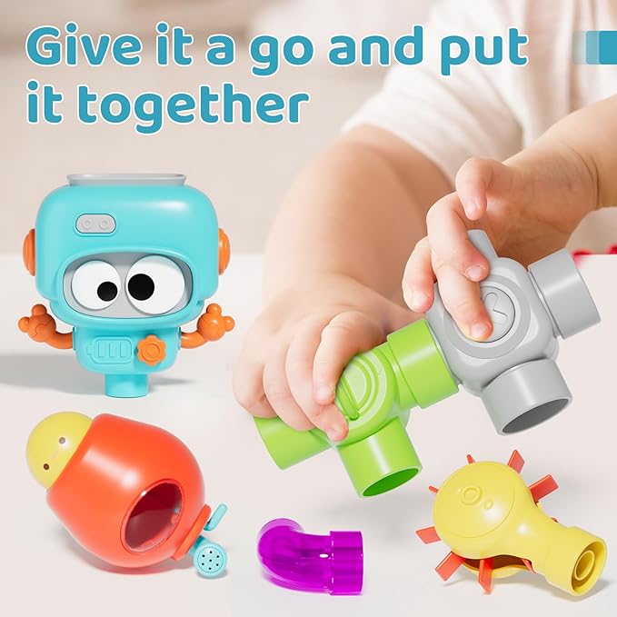 DIY Assemble Water Pipe, Bath Toys for Kids Ages 4-8, DIY Building Kit for Ages 5-7, Bathtub Time Birthday Gifts for Toddler 3 + Year Old