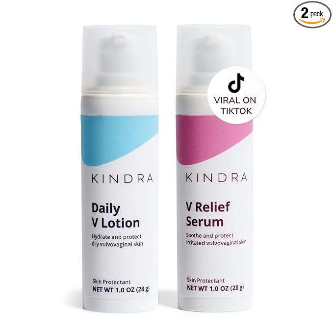 Kindra V Hydration Duo - Feminine Moisturizer Lotion and Serum, Hyaluronic Acid, Estrogen-Free, pH-Balanced Intimate Skincare for Daily Hydration and Skin Comfort