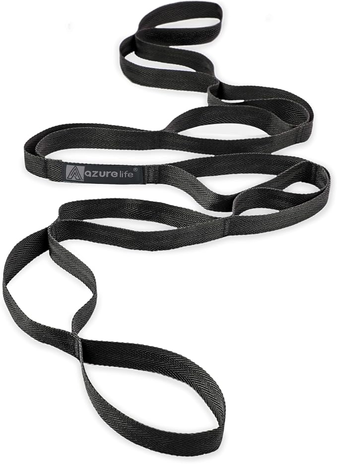 A AZURELIFE Premium Durable Stretch Straps with Loops, Stretching Strap for Physical Therapy, Multi-Loop Yoga Strap Fitness Exercise Strap for Yoga, Pilates, Dance, Flexibility&Exercise