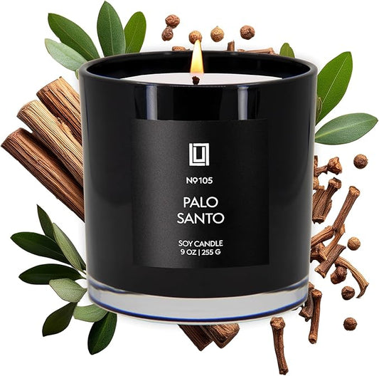 Lulu Candles Palo Santo Scented Soy Jar Candle, 9 Oz. | Luxury, Hand Poured in The USA, Highly Scented, Home Fragrance & Decor