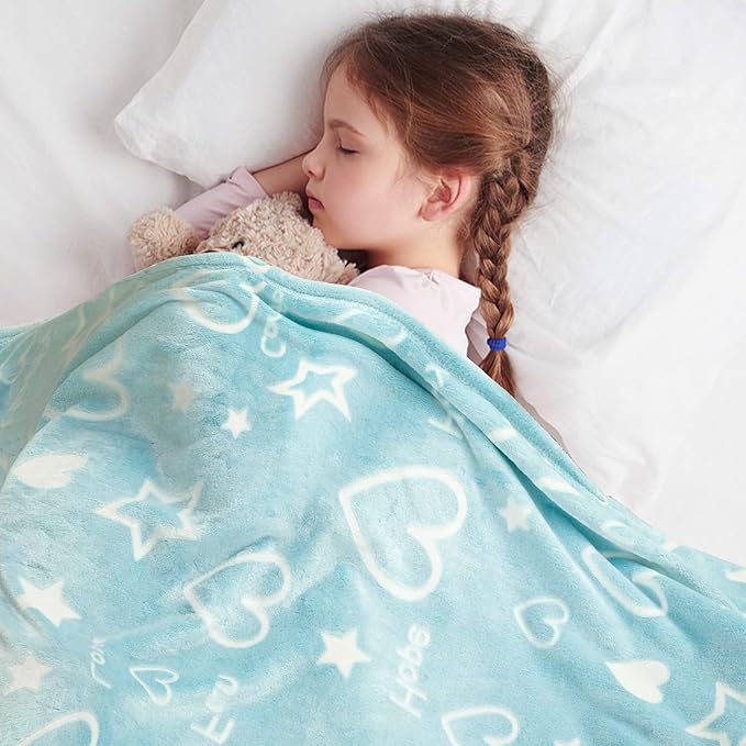 Glow in The Dark Stars Heart Blanket Gifts for Girls Boys,Soft Blanket 3 4 5 6 7 8 9 10 Year Old Girl Gifts Ideas,Toddler Girls Toys Age 6-8,Gifts for Valentine's Day Birthday Presents,50"x60"
