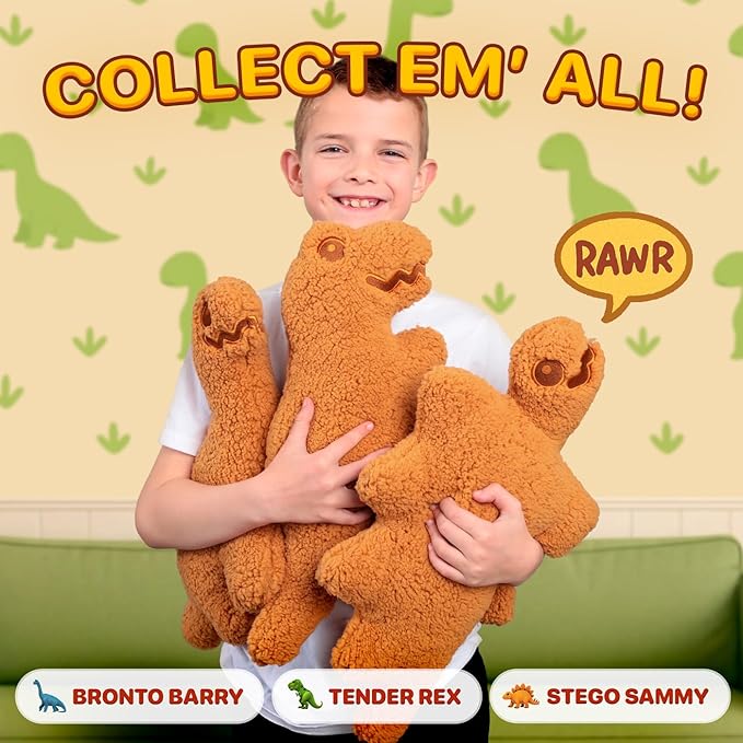Large Dino Nugget Pillow, Premium Chicken Nugget Dinosaur Stuffed Animal Plush – Ultra Soft 18 inch Fun Dinosaur Toys Throw Pillows for Kids, Boys & Girls (Stego Sammy)