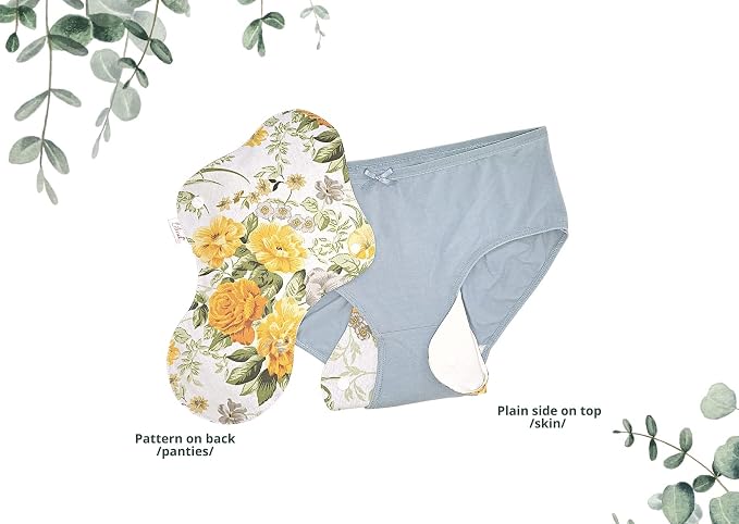 Lilind® 6 Pack Organic Cloth Pads, Regular 9 inch 100% Cotton Reusable Menstrual Sanitary Napkins, Free Wet Bag, Complete Set, Zero Waste