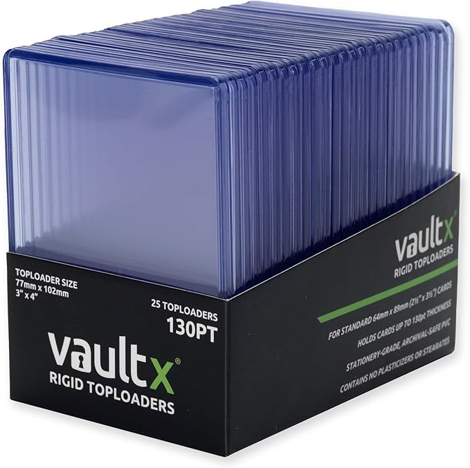 Vault X Toploaders 130pt (25 Pack), 3" x 4" Seamless Clear Rigid Card Holders for Trading Cards TCG