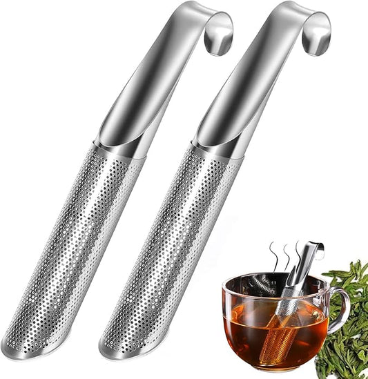 ACEBON Tea Strainers for Loose Tea, 2 PCS Stainless Steel Tea Infuser, Loose Leaf Tea Steeper, Long-handle Tea Filters for Tea, Coffee, Seasonings, Spices, Gifts for Mother Father
