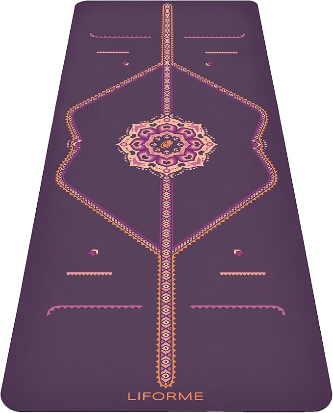 Liforme Printed Yoga Mat Collection - Free Yoga Bag Included - Patented Alignment System, Warrior-like Grip, Non-Slip, Eco-friendly, Sweat-resistant, Long, Wide and Thick for Comfort