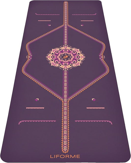Liforme Printed Yoga Mat Collection - Free Yoga Bag Included - Patented Alignment System, Warrior-like Grip, Non-Slip, Eco-friendly, Sweat-resistant, Long, Wide and Thick for Comfort