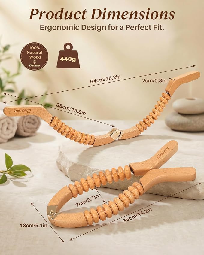 ONUEMP Cellulite Massage Tool, Wood Therapy Massage Tools Maderoterapia Kit for Lymphatic Drainage, Body Sculpting, Fascia Release, Leg Muscle Roller Lipedema Massagers for Thigh Calve Waist Buttock