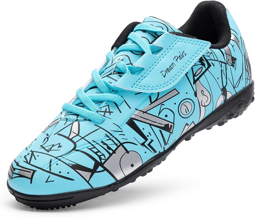 DREAM PAIRS Boys Girls Indoor Turf Soccer Cleats Lace Up Athletic Youth Futsal Football Casual Shoes for Little/Big Kid