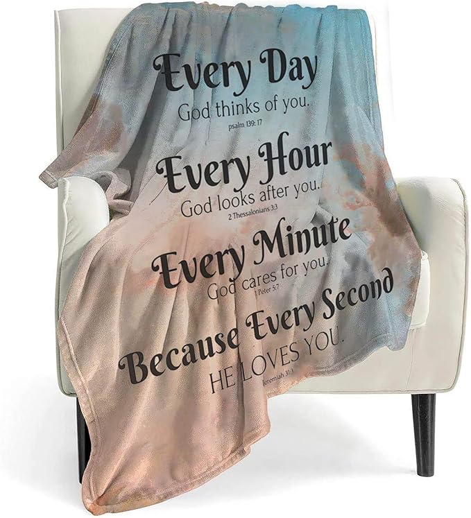 QETXVI Bible Verse Blanket with Inspirational Thoughts and Prayers- Religious Throw Blanket Soft Lightweight Cozy Plush Warm Blankets for Women Men Gift 50"X 60"