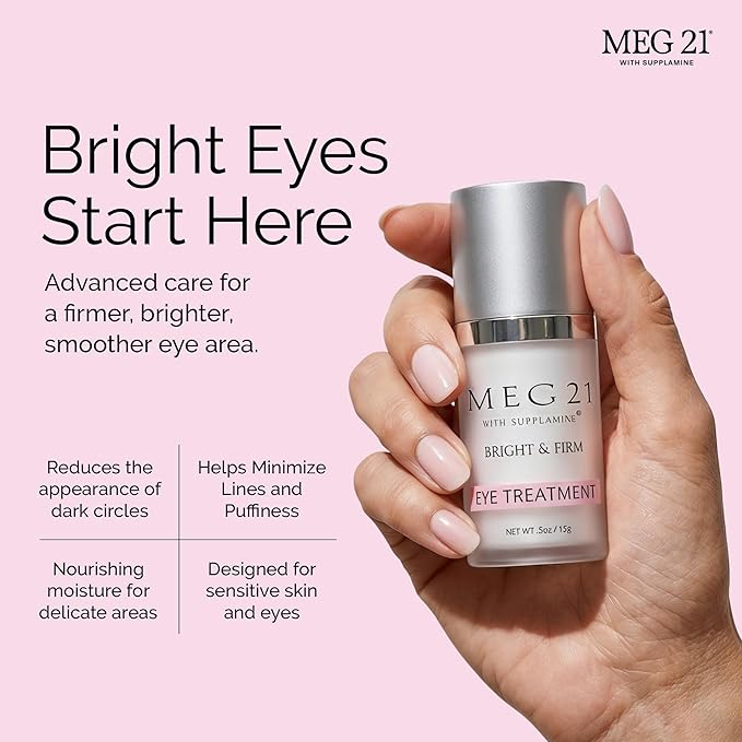 MEG 21 Bright & Firm Under Eye Cream – Anti-Aging Cream for Dark Circles, Puffiness, Bags, Fine Lines & Wrinkles – Day/Night Eye Moisturizer – Made with Patented SUPPLAMINE (0.5 oz)