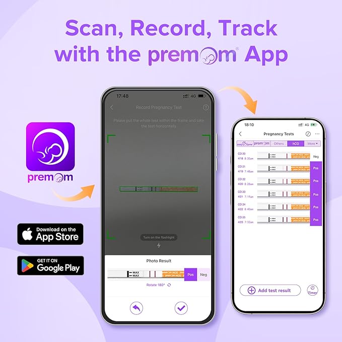 Premom Pregnancy Test Strips- 30 Pack Early Detection Pregnancy Test Kit Powered by Premom Ovulation Predictor iOS and Android APP