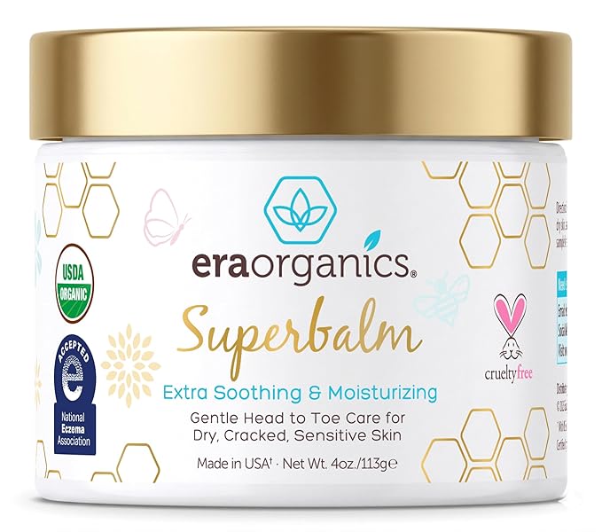 Era Organics Healing Ointment for Babies - USDA Certified Organic Natural Moisturizer Gentle on Sensitive Skin Prone To Baby Eczema, Cradle Cap (Infant Seborrheic Dermatitis), Rashes, Hives - 4oz