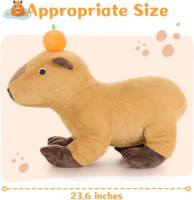 MaoGoLan Big Capybara Plush Toy, 24” Lifelike Large Capybara Stuffed Animal, Realistic Giant Stuffed Capybara Soft Body Hugging Pillow for Boy Girl, Best Gift for Special Day