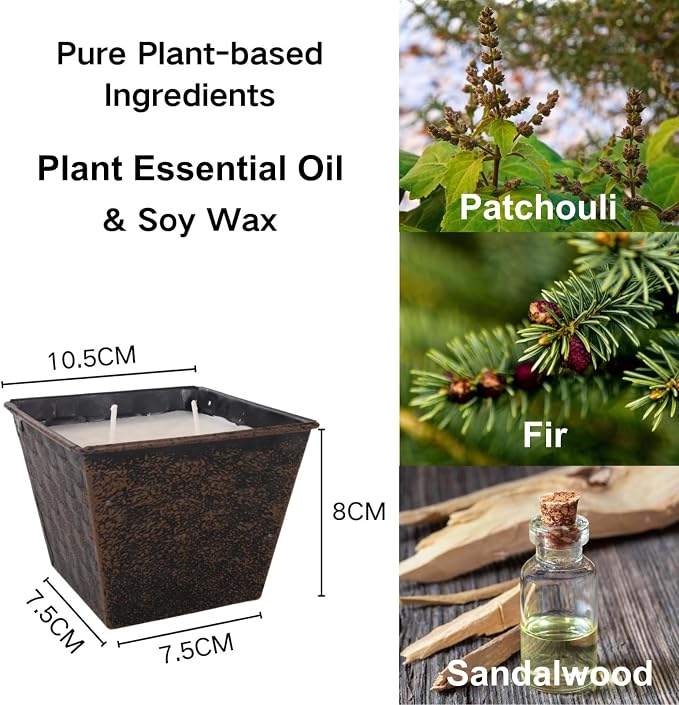 Balsam Fir Candles Pack of 2,Long Burning Sandalwood Lavender Scent Candle,Soy Wax Pine Scented Candles with 2 Wicks,Woody Candle Buckets for Backyard Patio,Aromatherapy Candles Set of 2
