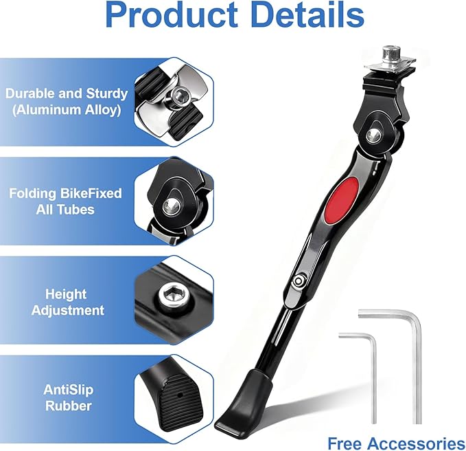 Kickstand for Kids Bike, Adjustable Premium Bike Kickstand for 16 18 20 Inch Wheels, Upgraded Aluminum Alloy Center Mount Stand for Children's Mountain and Road Bicycles.