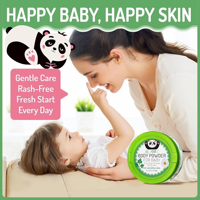 AOAO Baby Body Powder with Zinc Oxide, Talc-Free Natural Cornstarch & Lavender, Multi-Action Gentle Care for Sensitive Skin, Prevents Heat Rash & Keeps Cool & Dry, Newborn Essential & Family, 140g/5oz