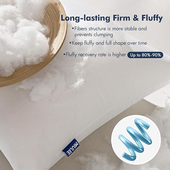 MIULEE 18x18 Throw Pillows Inserts 2 Pack, Decorative Pillows for Couch Bed | 100% Virgin Filling, Full and Fluffy, Lumbar, Back and Neck Support