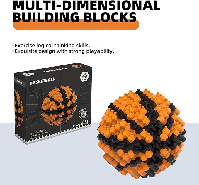 Basketball Block Set, Adults challenging STEM Block Decorations, Miniature 3D Educational Toys for Ages 14 and Above,(239 Pieces)